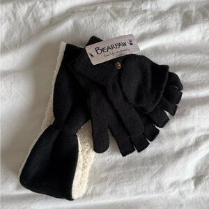 BearPaw Kids Mittens in Black and Cream